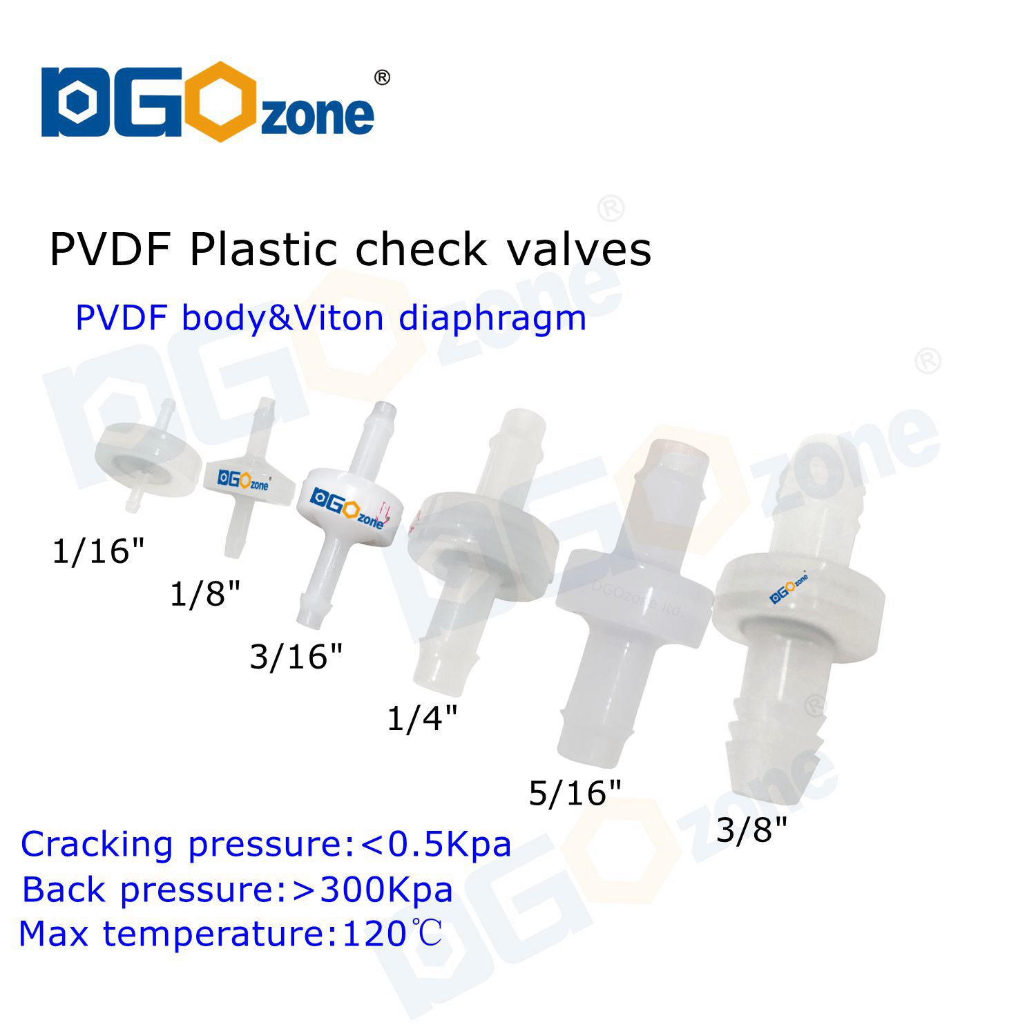 Marine Aquarium Ozone Generator - PVDF Terugslagklep Membraan Kunststof Ozon Terugslagklep